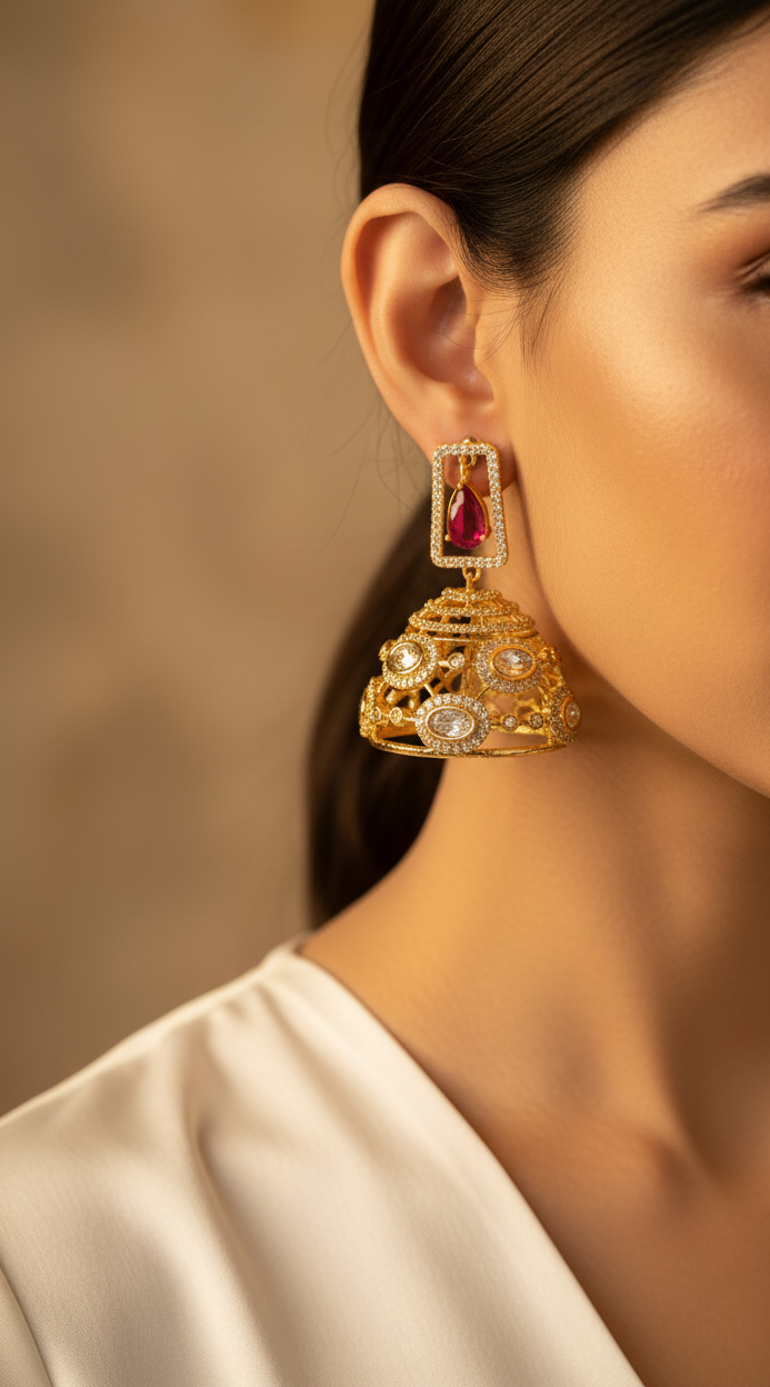 Ruhani Ruby Polki Jhumkas