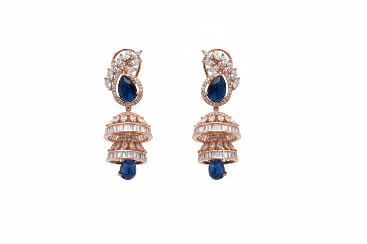 Zafira Sapphire American Diamond Jhumkas