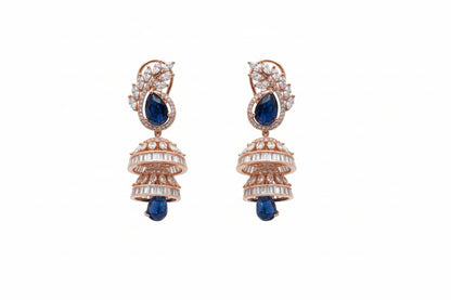 Zafira Sapphire American Diamond Jhumkas