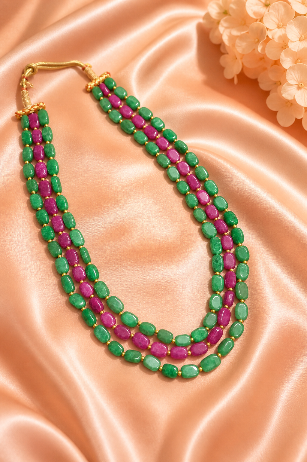 Rivana Ruby Emerald Beaded Necklace