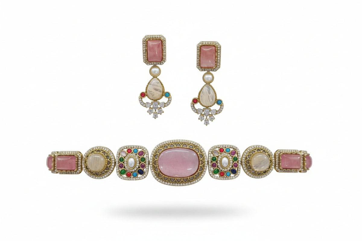 Mehr Rose Polki Choker Set