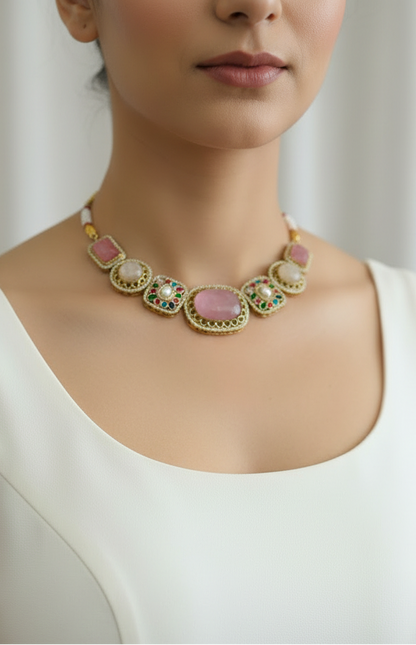Mehr Rose Polki Choker Set