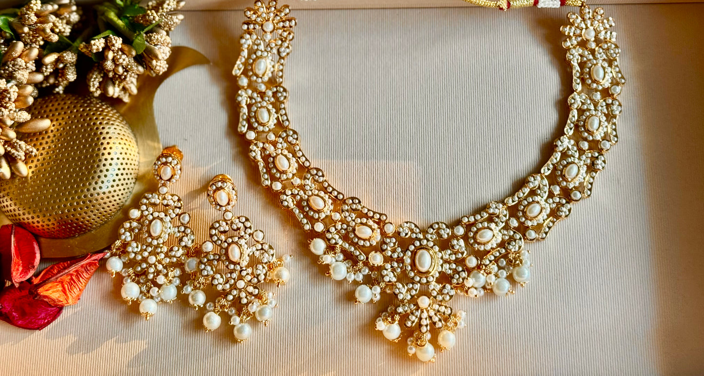 Ivory Sitara Kundan Pearl Set