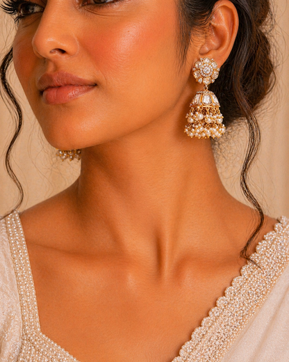 Ivory Noor Pearl Jhumkas